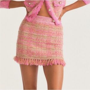 LoveShackFancy Balsam Pink Tweed Mini Skirt Womens XS